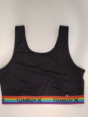 TomboyX Black Sports Bra with Rainbow Band